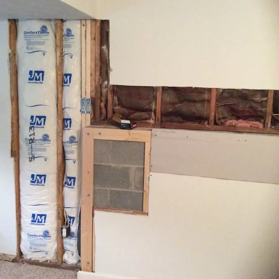 Wall insulation replacement during Basement Flood Cleanup in Thornapple